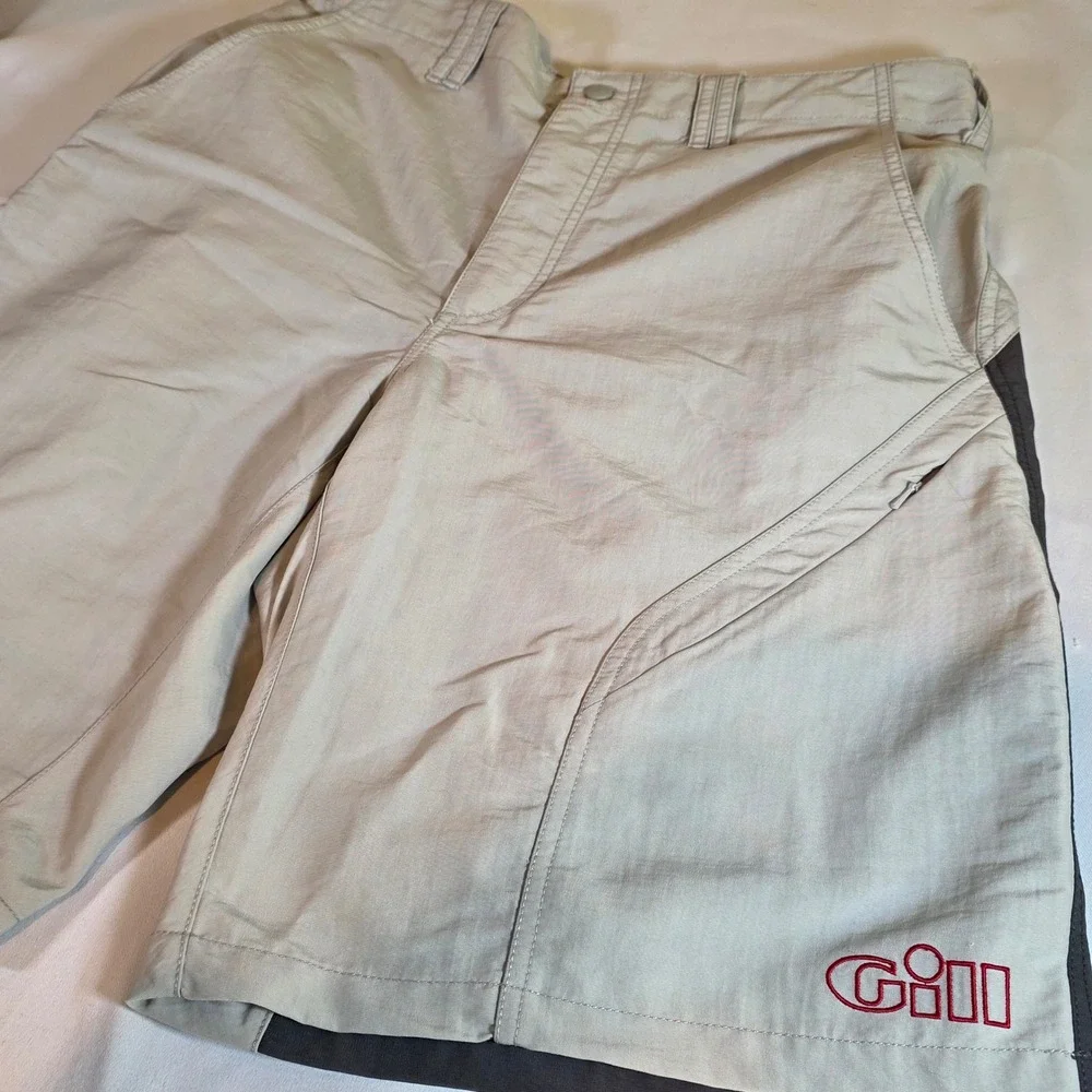 Gill Sailing Shorts Tan Grey Mens Large Nylon Technical Boat Cargo Yachting
